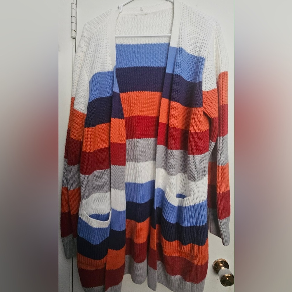 Colorful Striped Knit Cardigan